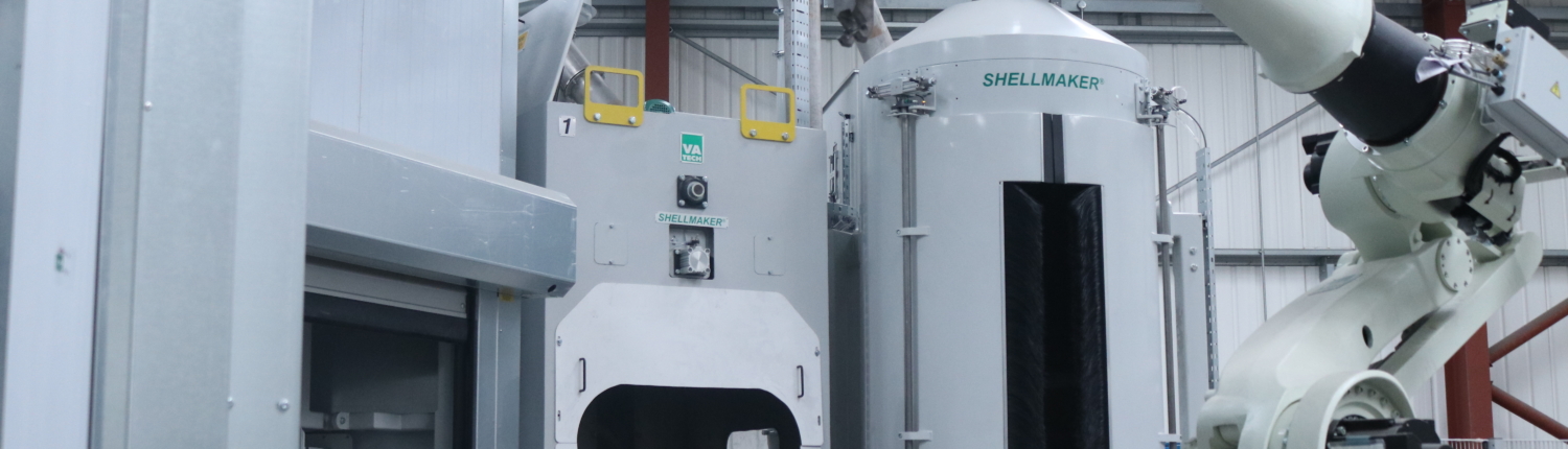 Fluidised bed, sander, robot system for shell-making